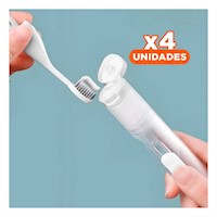 Pack4 Pack Portatil con Cepillo y Dispensador Dental de Color Blanco